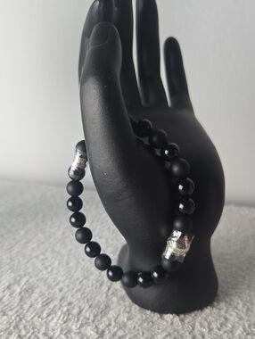 Thomas Sabo Black Beaded Bracelet with Silver Accents